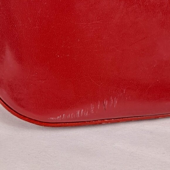 Kate Spade Red Leather Satchel Bag Double Handles Long Strap Logo Holiday - Picture 6 of 13